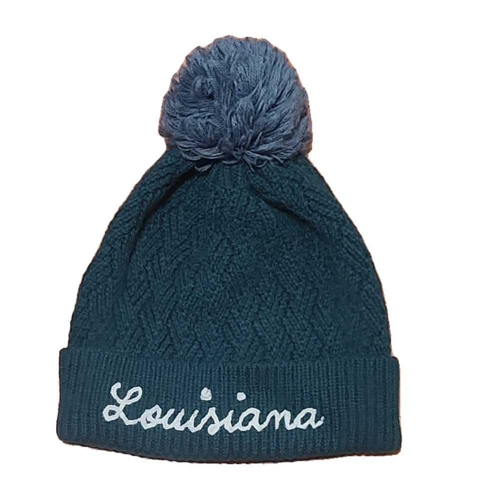 Teal Knit Beanie with Pom Pom